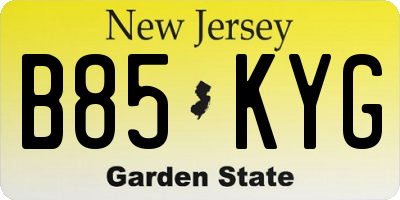 NJ license plate B85KYG