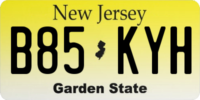 NJ license plate B85KYH