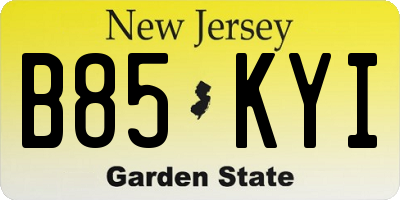 NJ license plate B85KYI