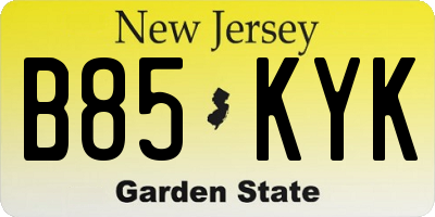 NJ license plate B85KYK