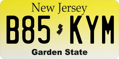 NJ license plate B85KYM