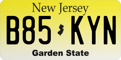 NJ license plate B85KYN