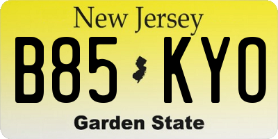 NJ license plate B85KYO