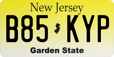 NJ license plate B85KYP