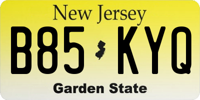 NJ license plate B85KYQ