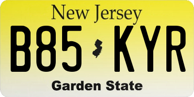 NJ license plate B85KYR