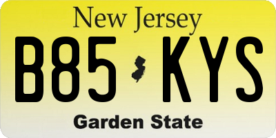 NJ license plate B85KYS