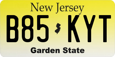 NJ license plate B85KYT