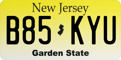 NJ license plate B85KYU
