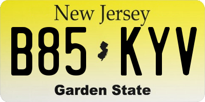 NJ license plate B85KYV