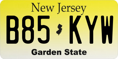 NJ license plate B85KYW
