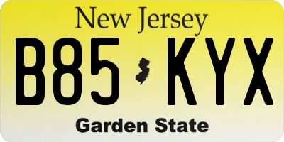 NJ license plate B85KYX