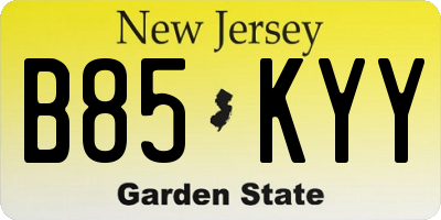 NJ license plate B85KYY