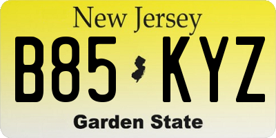 NJ license plate B85KYZ