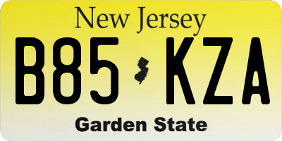 NJ license plate B85KZA