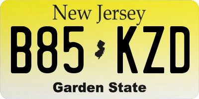 NJ license plate B85KZD