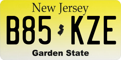 NJ license plate B85KZE