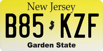 NJ license plate B85KZF