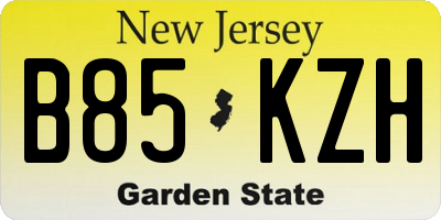 NJ license plate B85KZH
