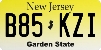 NJ license plate B85KZI