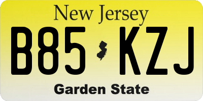 NJ license plate B85KZJ