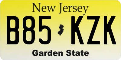 NJ license plate B85KZK
