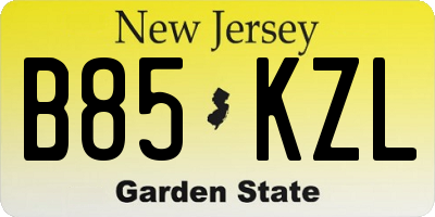 NJ license plate B85KZL