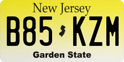 NJ license plate B85KZM