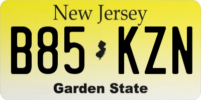 NJ license plate B85KZN