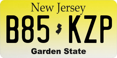 NJ license plate B85KZP