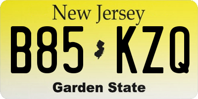 NJ license plate B85KZQ