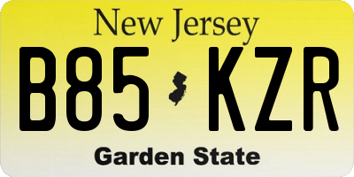 NJ license plate B85KZR