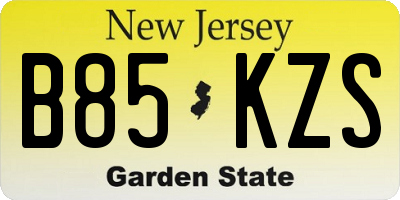 NJ license plate B85KZS