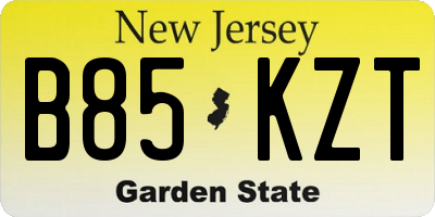 NJ license plate B85KZT