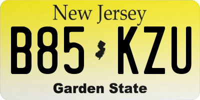 NJ license plate B85KZU