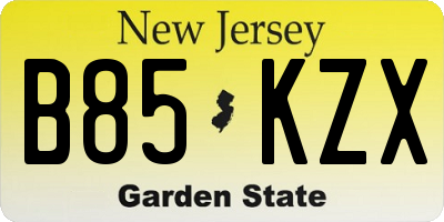 NJ license plate B85KZX