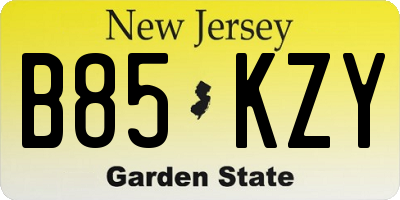 NJ license plate B85KZY