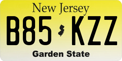 NJ license plate B85KZZ