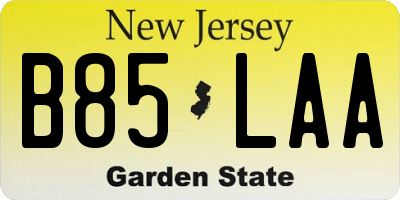 NJ license plate B85LAA