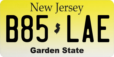 NJ license plate B85LAE