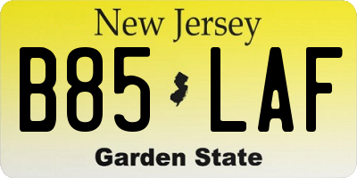 NJ license plate B85LAF