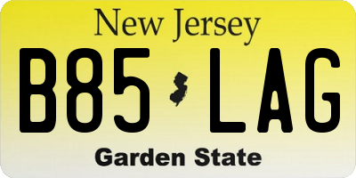 NJ license plate B85LAG