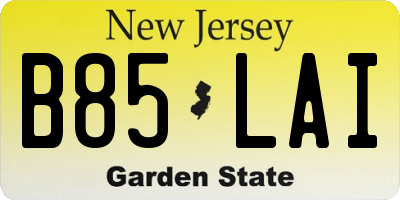 NJ license plate B85LAI