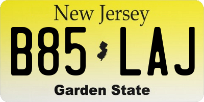 NJ license plate B85LAJ