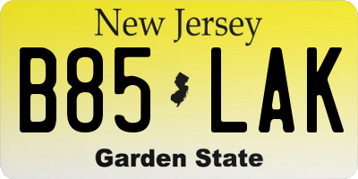 NJ license plate B85LAK