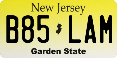 NJ license plate B85LAM