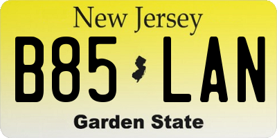 NJ license plate B85LAN