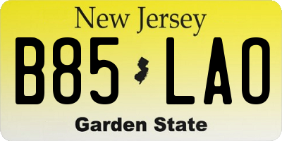NJ license plate B85LAO