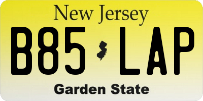 NJ license plate B85LAP