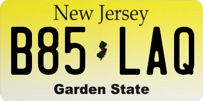 NJ license plate B85LAQ